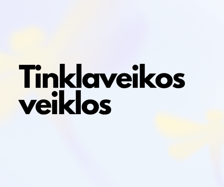 Šviesiame fone tamsiomis raidėmis užrašyta „tinklaveikos veiklos“.